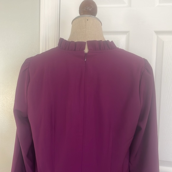 J Crew dress knee length ruffle high neck long sleeve zipper lined womens size 8 - Picture 8 of 13